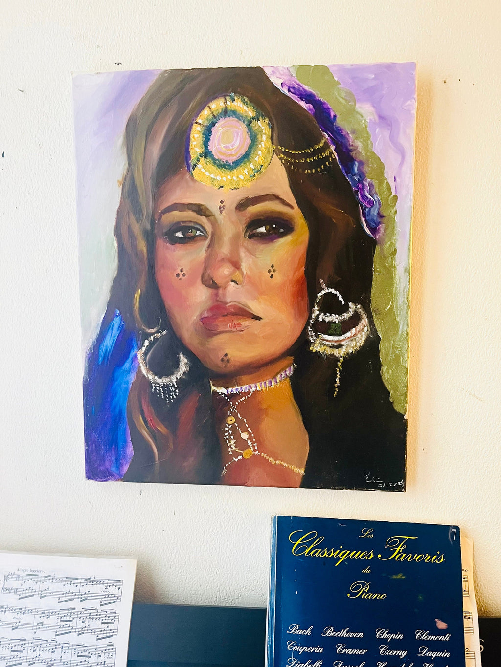 Woman from Sahara, amazigh tuareg woman portrait oil painting