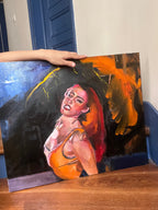 Ragaetton dancer redhead, fierce orange woman painting