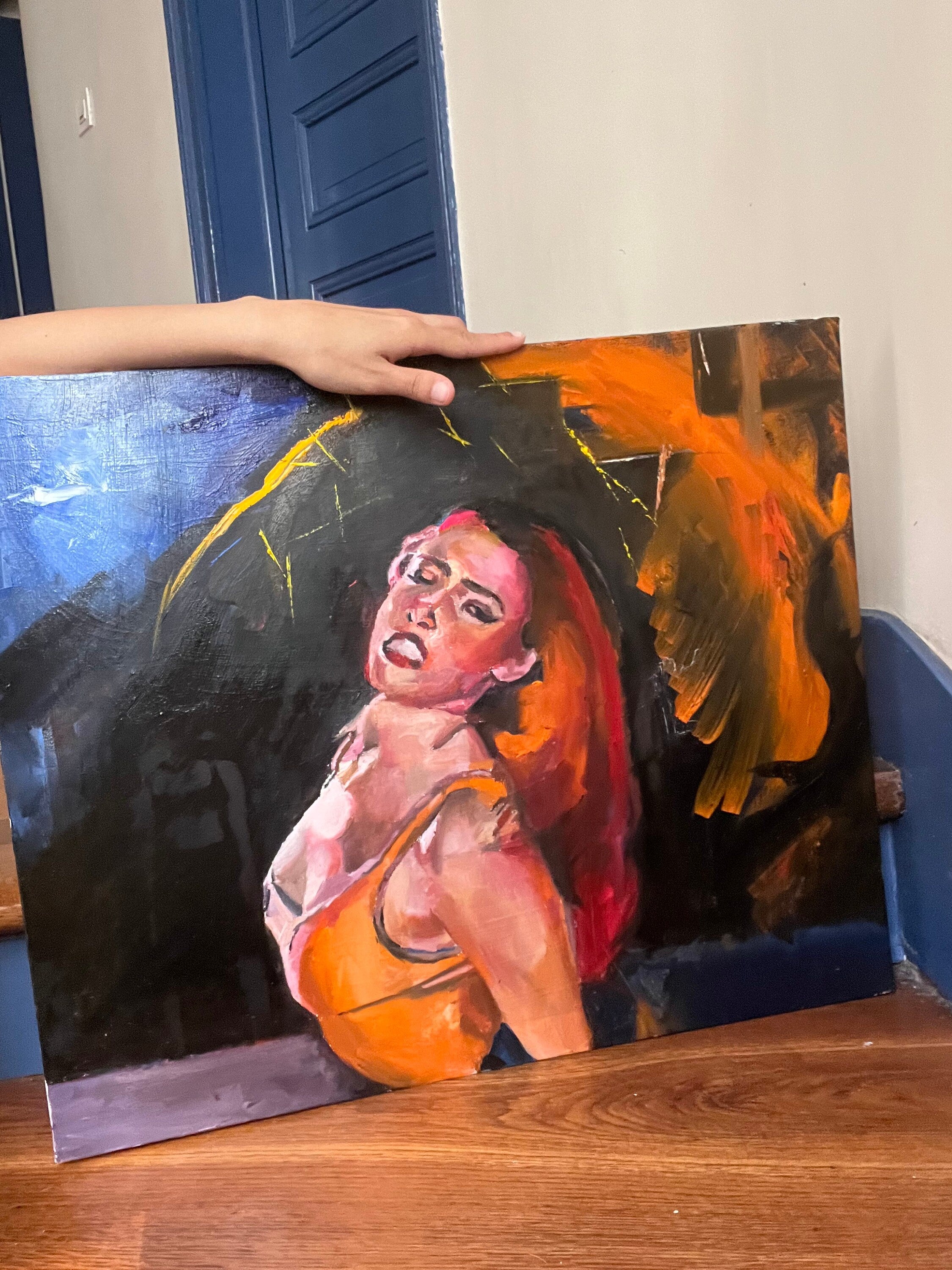 Ragaetton dancer redhead, fierce orange woman painting