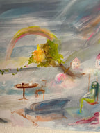 Lounge on air, original acrylic painting, Summer feeling