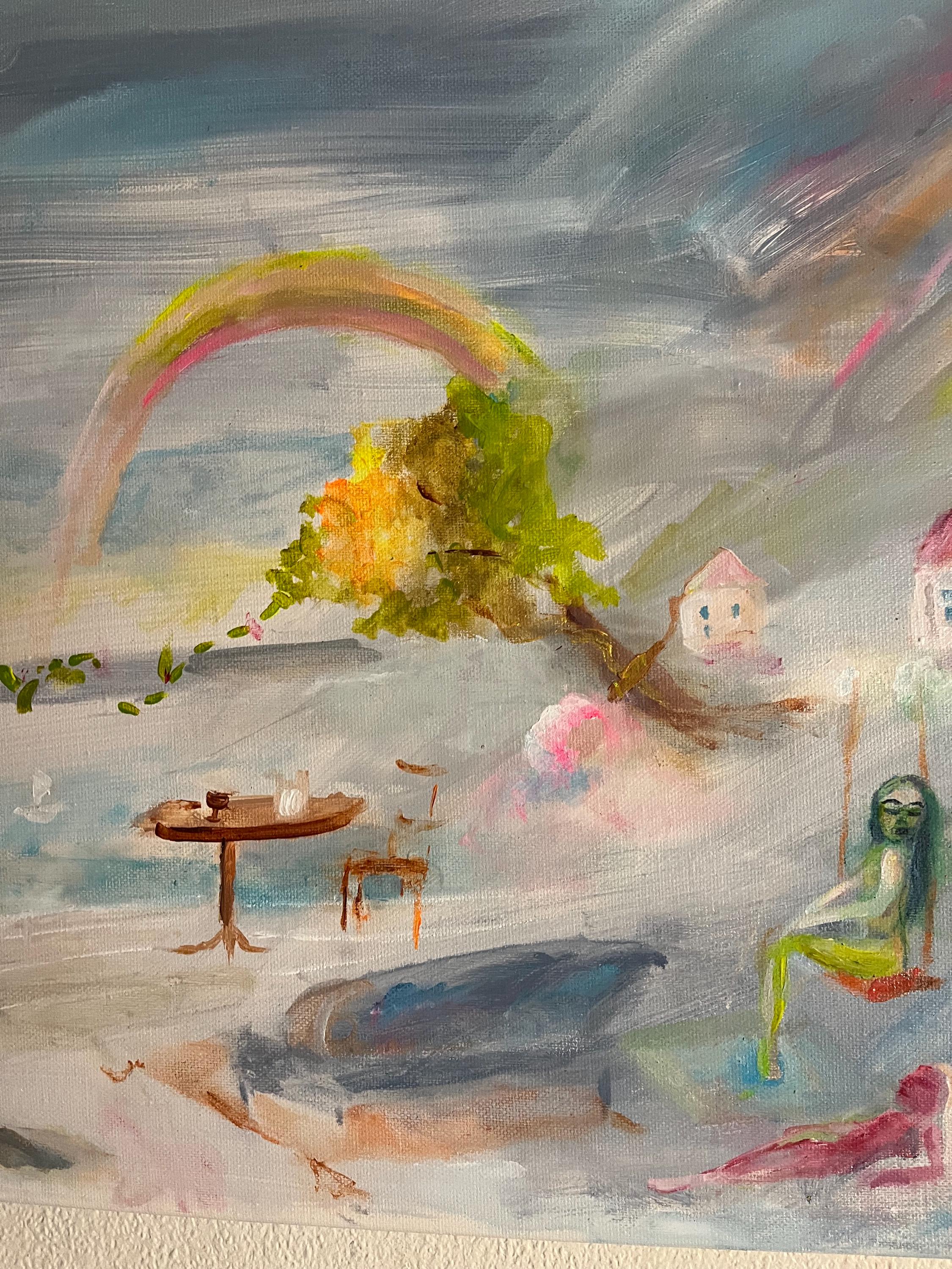 Lounge on air, original acrylic painting, Summer feeling