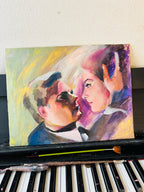 Marcello Mastroianni and Claudia cardinale portrait oil painting