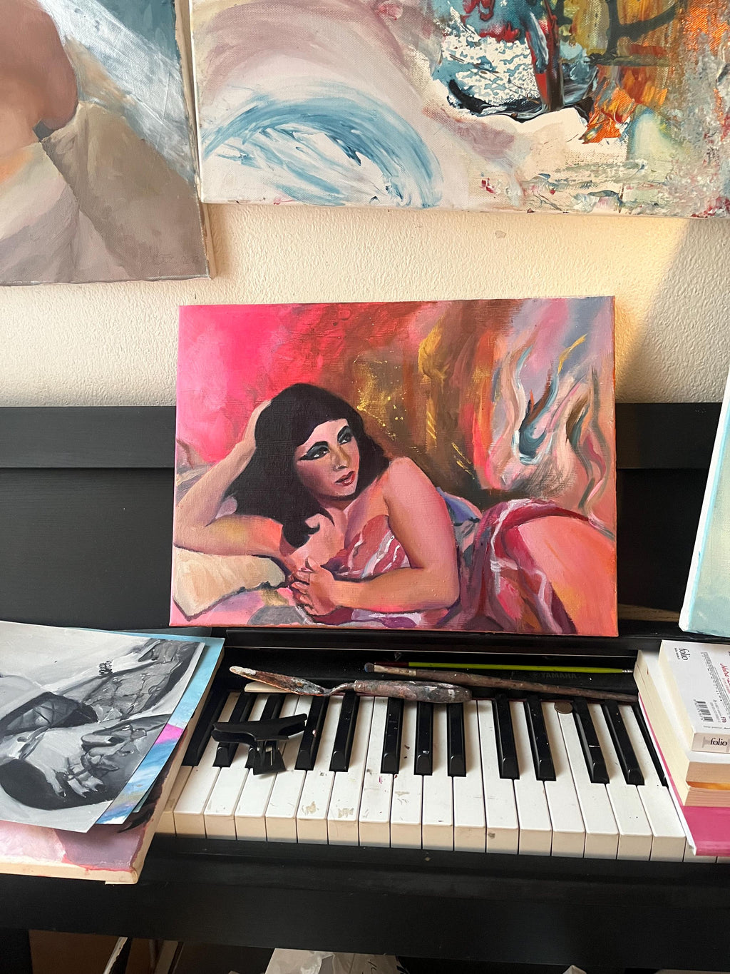 Original portrait painting of Elizabeth Taylor as cleopatra