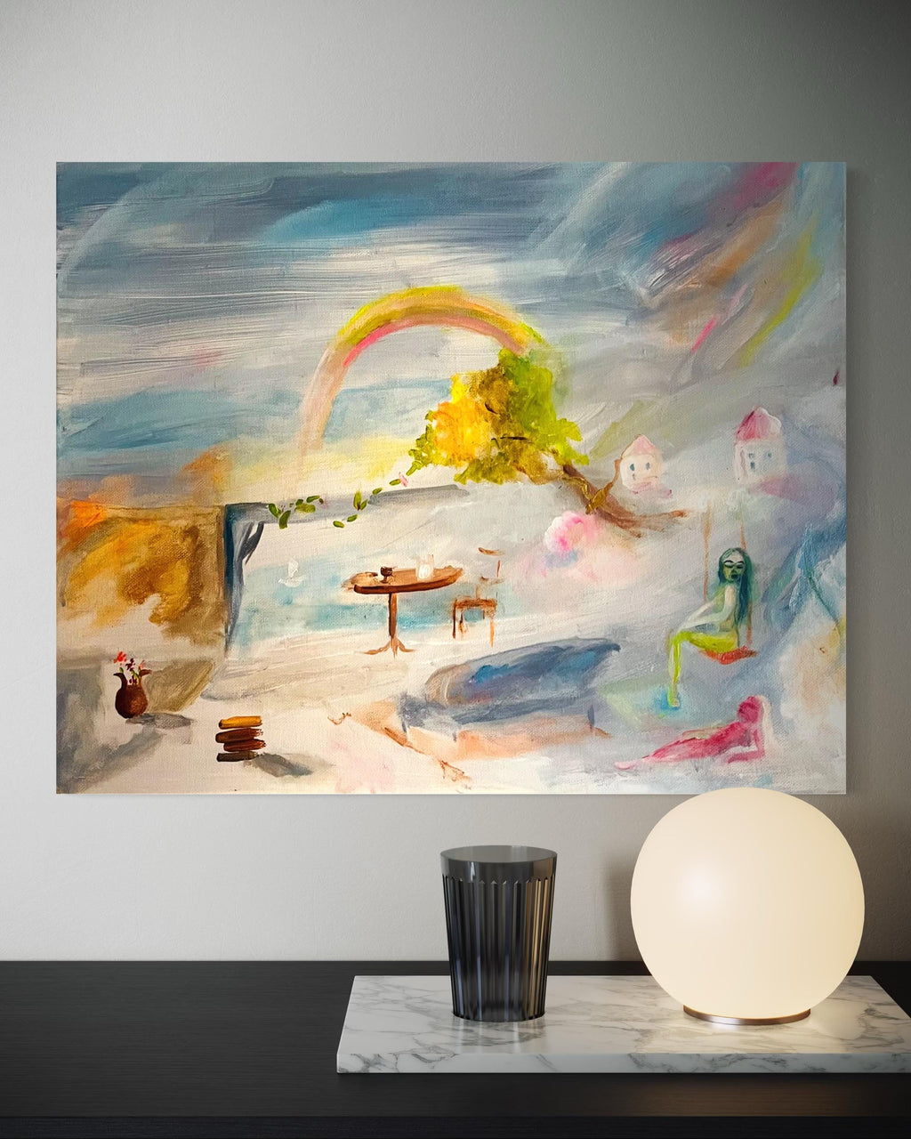 Lounge on air, original acrylic painting, Summer feeling