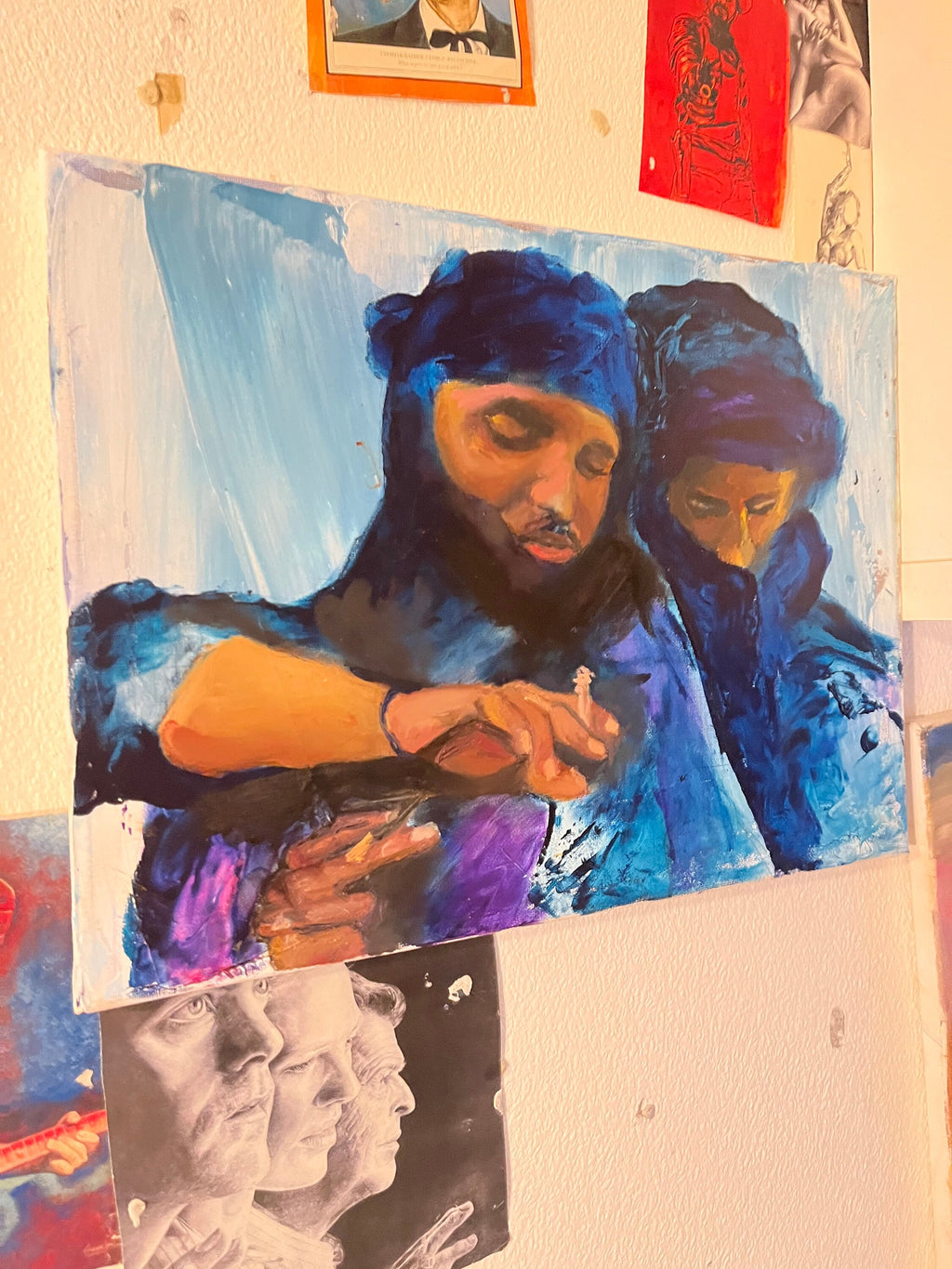 Tuareg brothers, original painting, African nomads