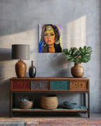 Woman from Sahara, amazigh tuareg woman portrait oil painting