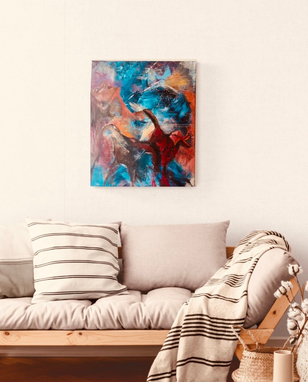 Let the rain fall, abstract painting of woman