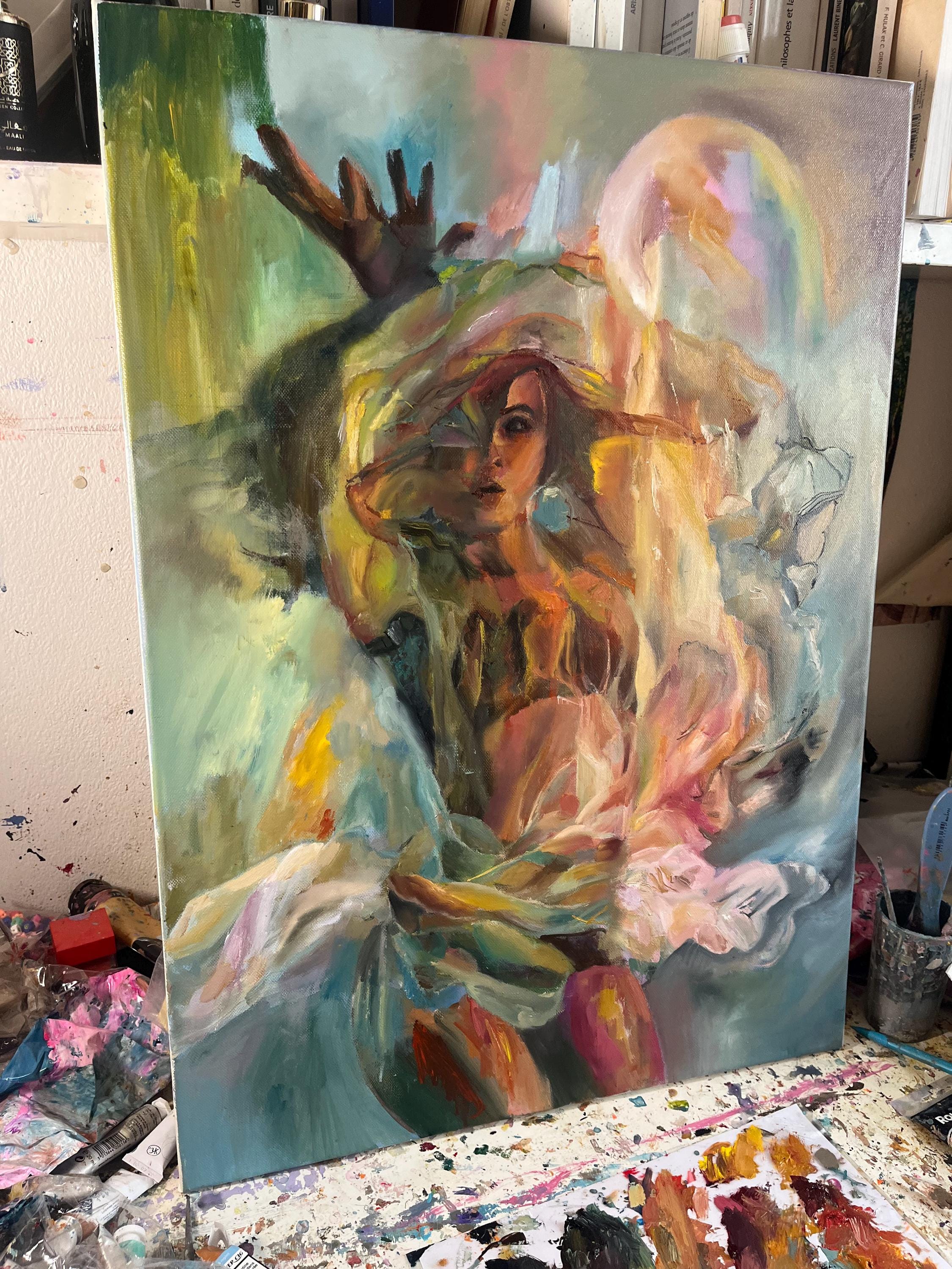 Light fabric - original oil painting