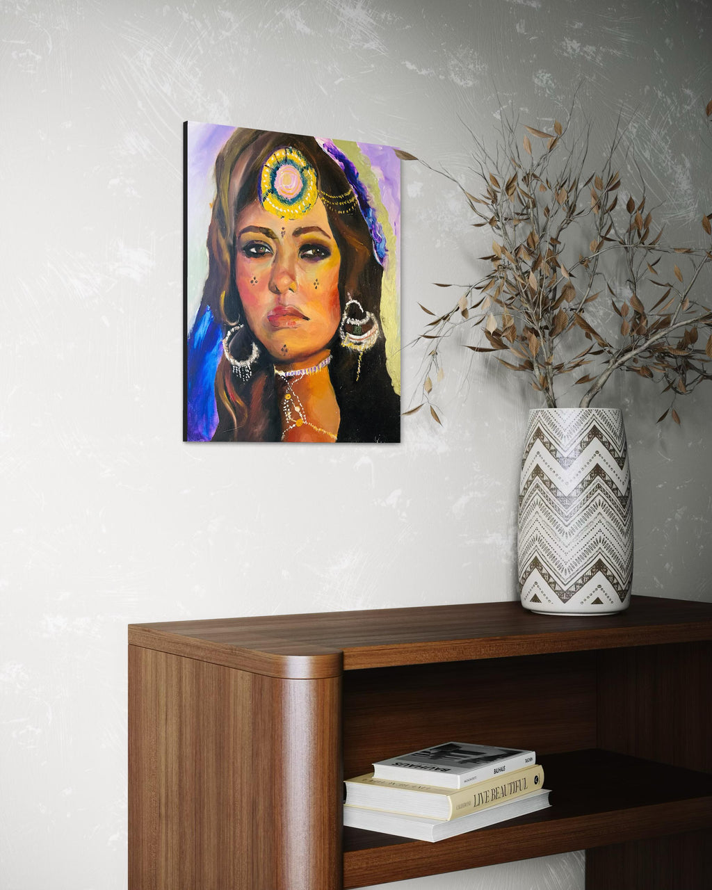 Woman from Sahara, amazigh tuareg woman portrait oil painting