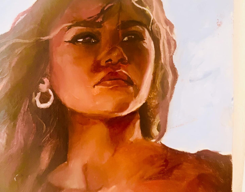 Original oil painting Zendaya on a horse